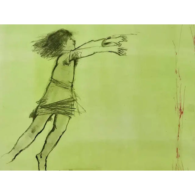 American Girl Reaching Forward Lithograph by Albert Walker Signed & Framed, Artist Proof 1950's For Sale - Image 3 of 10