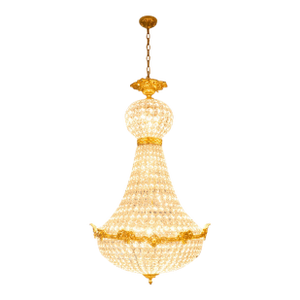 1970s French Louis XVI Gold Crystal Chandelier - 1 Pc