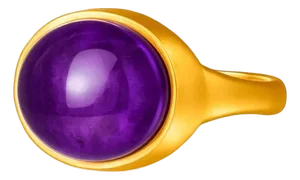 Ring With Amethyst Cabochon, Size 6.75