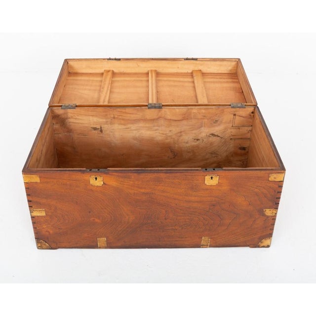 Antique Campaign Trunk Camphor Wood Military Chest, 1880 For Sale - Image 3 of 6