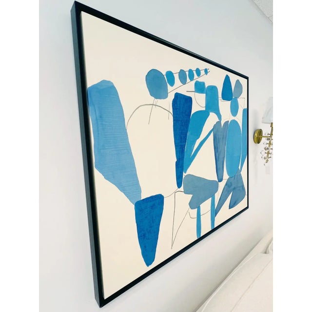 Mid-Century Modern Mid Century Abstract Original Framed Oil Painting on Silk Canvas For Sale - Image 3 of 4