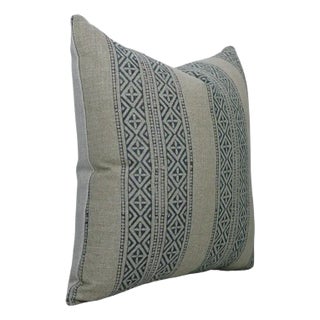 Fabdivine Artisan Block Print Throw Pillow Cover 20x20 Inch Thick Linen-Kaju Katali For Sale