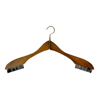Mid-Century Boho Chic Folding Travel Wood Hanger With Lint Brushes For Sale