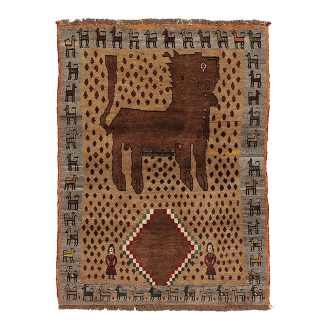 Vintage Animal Pictorial Gabbeh Wool Rug by Rug & Kilim, Afghanistan, 1950-1959 For Sale