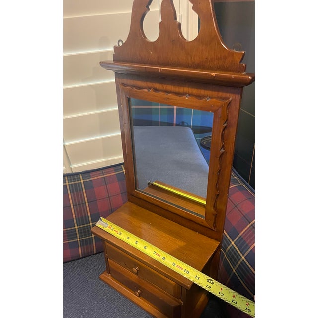 Charming Vintage Mens Two-Drawer, Mirrored Shaving Station/Jewelry Valet Can Hang or Stand For Sale - Image 4 of 10