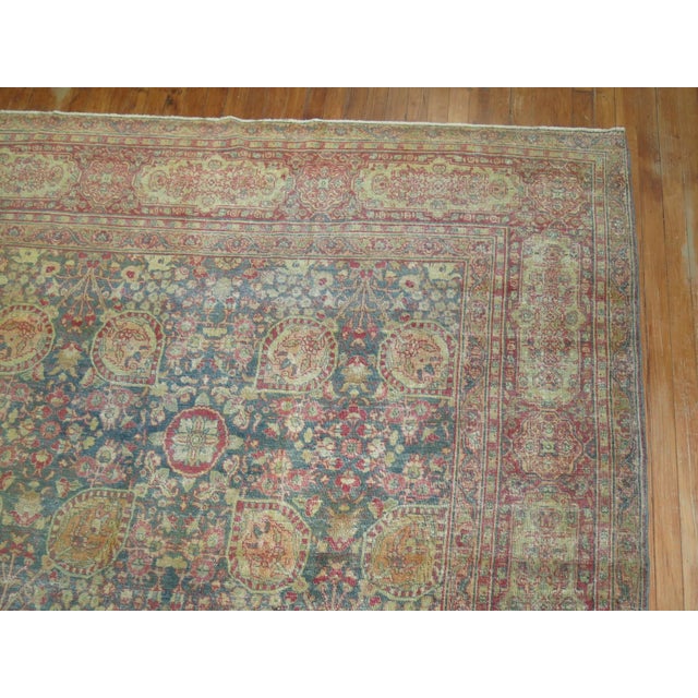 Red Antique Tabriz Facial Figure Rug - 11'4" x 14'10" For Sale - Image 8 of 13