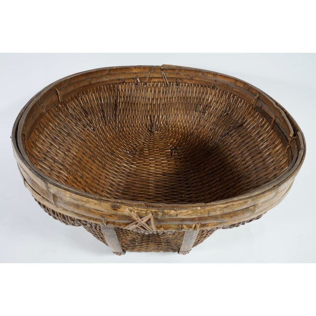 Large Vintage Chinese Handwoven Water Basket For Sale - Image 9 of 11