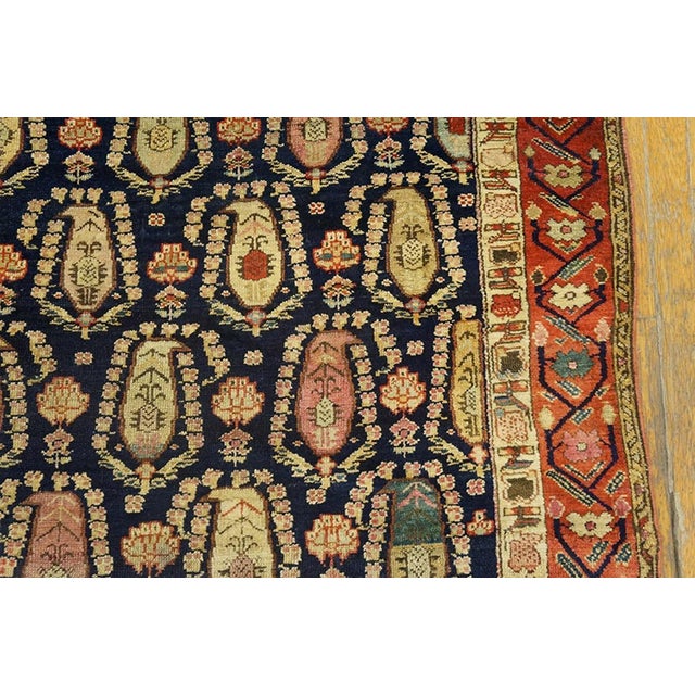 Textile Charming Allover Design With Tinys Flowers on a Navy Background Color Antique Persian Gallery Rug For Sale - Image 7 of 7