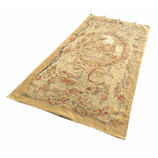 French Large Antique 19th C French Aubusson Tapestry For Sale - Image 3 of 8