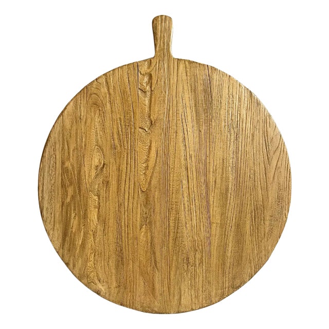 Large Round Vintage Elm Charcuterie Board For Sale