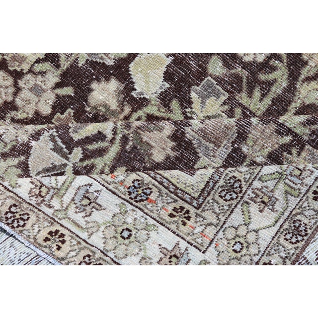 Antique Sultanabad Mahal Rug With Rich Brown and Geometric Patterns For Sale - Image 9 of 10