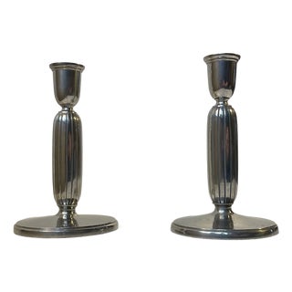 Art Deco Pewter Candlesticks by Just Andersen, 1930s, Set of 2 For Sale