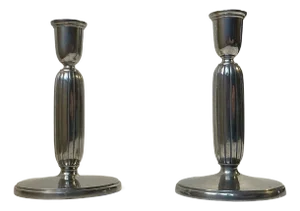 Art Deco Pewter Candlesticks by Just Andersen, 1930s, Set of 2