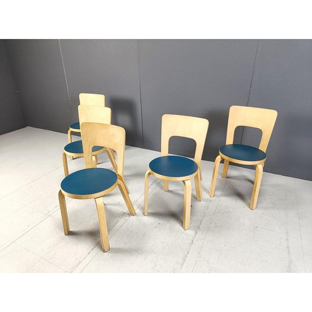 Brown Model 66 Dining Chairs attributed to Alvar Aalto for Artek, 1960s, Set of 5 For Sale - Image 8 of 17