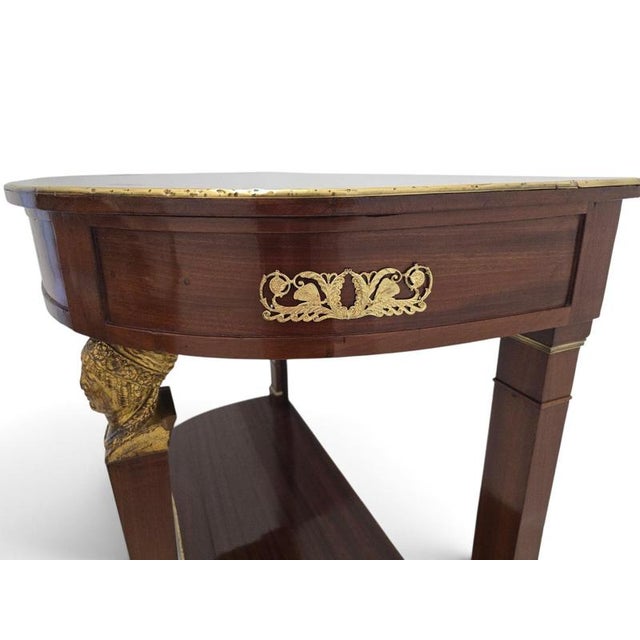 French Empire Demi-Lune Console Table with Gilt Bronze and Gilt Caryatids, 1810s For Sale - Image 12 of 17