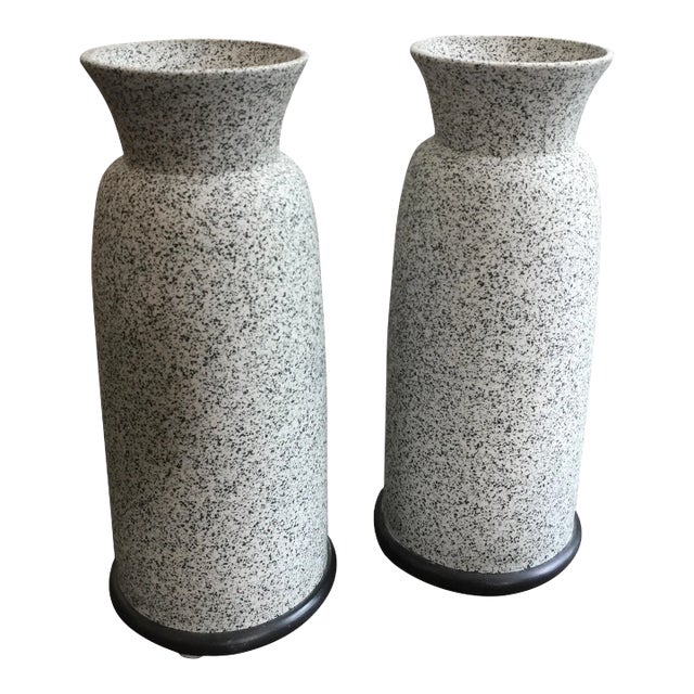 Alfiero Mangani Granite Finish Ceramic Vases - A Pair For Sale