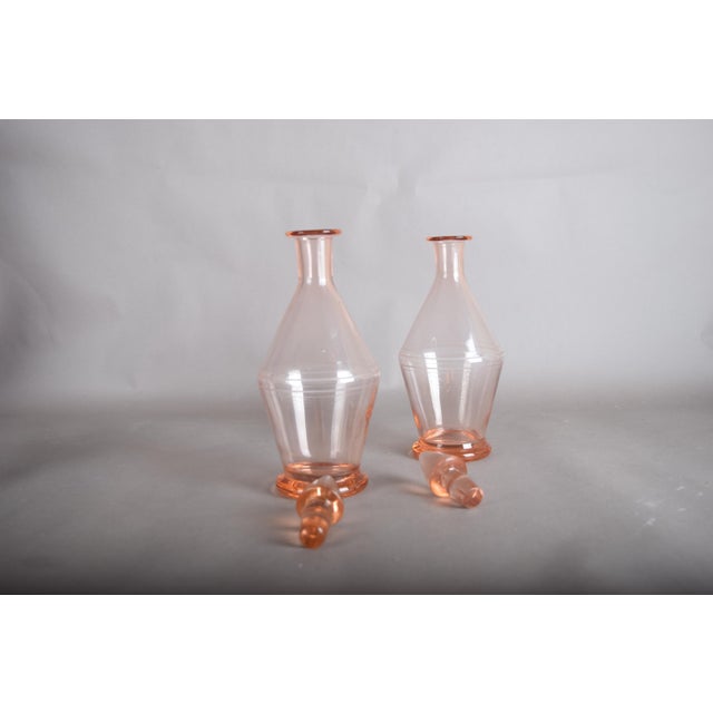 Glass French Pink Glass Carafes with Stoppers, 1960s, Set of 2 For Sale - Image 7 of 11