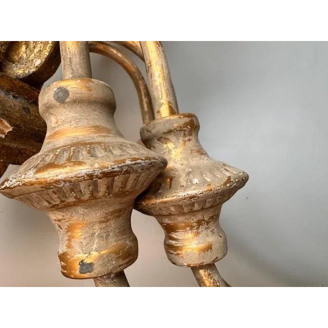 8-Light Carved Wood Chandelier For Sale - Image 10 of 10
