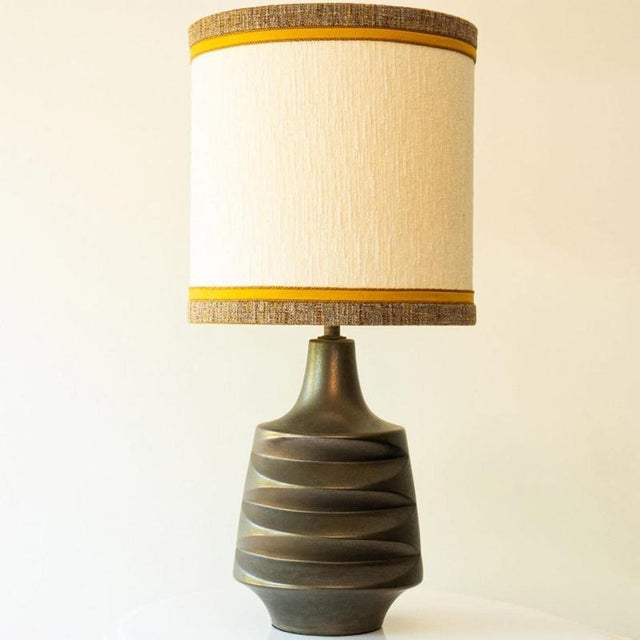 Gold Brown Ceramic Floor Table Lamp by R. Houben, 1970 For Sale - Image 8 of 10
