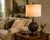 LARGE VINTAGE FLUTED MELON-FORM TABLE LAMP WITH IVORY LINEN DRUM SHADE Commanding in scale and beautifully sculptural,...
