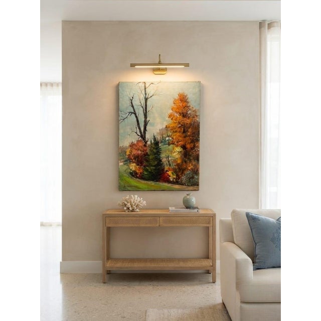 Green 1960s Painting – Autumn Landscape Oil on Canvas Signed Niki A. Karagyllakis For Sale - Image 8 of 12
