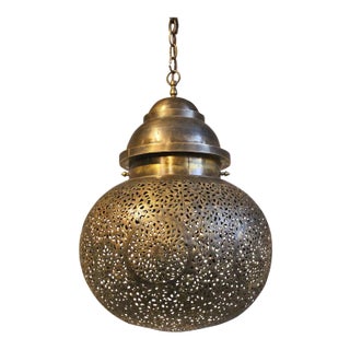 Vintage Brass Work Bakari Pendant Light For Sale