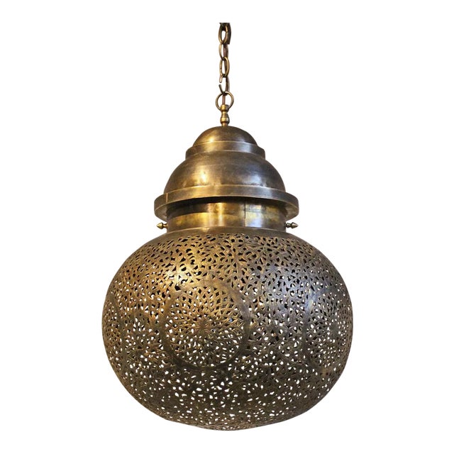 Vintage Brass Work Bakari Pendant Light For Sale