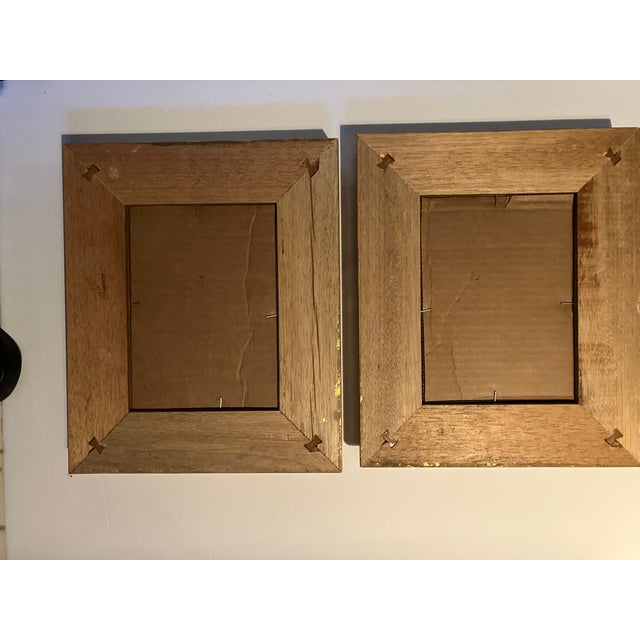 Abstract Contemporary 2 Original Abstract Ink Paintings Chunky Gold Frames-a Pair For Sale - Image 3 of 4