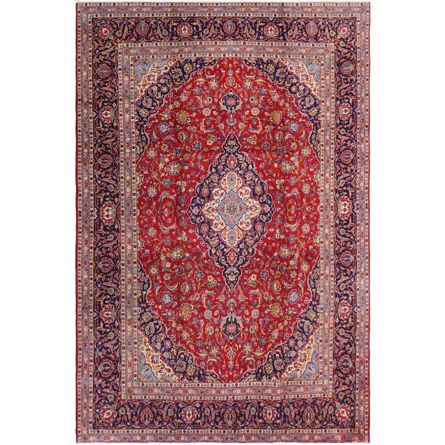 Shabby Chic Persian Red/Blue Wool Rug - 9'8'' X 12'11'' For Sale - Image 10 of 10