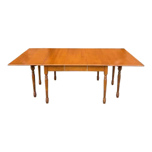 Vintage Heywood Wakefield American Traditional Solid Maple Drop Leaf Extension Dining Table