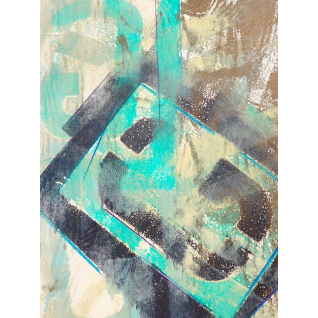 Abstract monoprint composition on paper. This contemporary abstract print and painting on paper would make a beautiful...