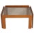Italian mid-century post modern walnut coffee table, with top cristal fumè , design a.&t. Scarpa per cassina measures cm:...