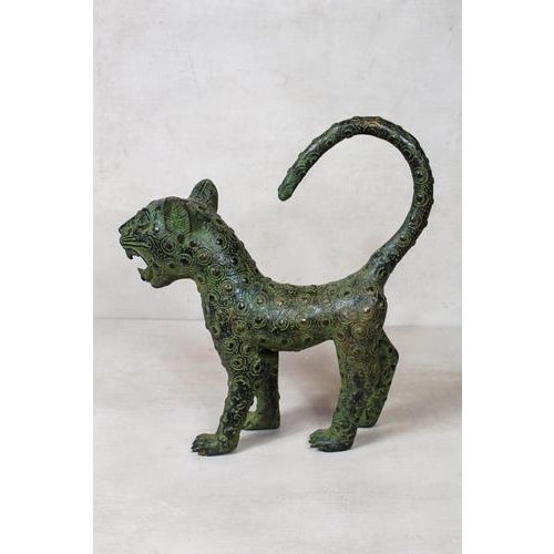 Large Bronze Leopard Sculpture, Benin For Sale - Image 5 of 5