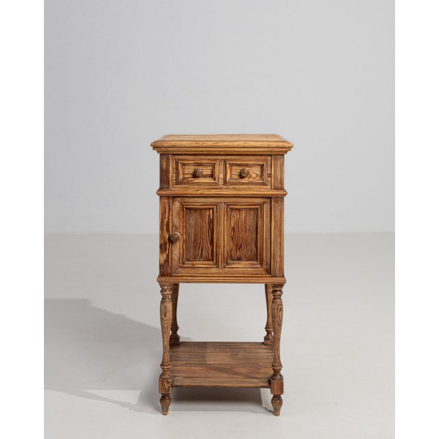 1900-1909 France Golden Oak Carved Oak Bedside Cabinet For Sale - Image 4 of 10