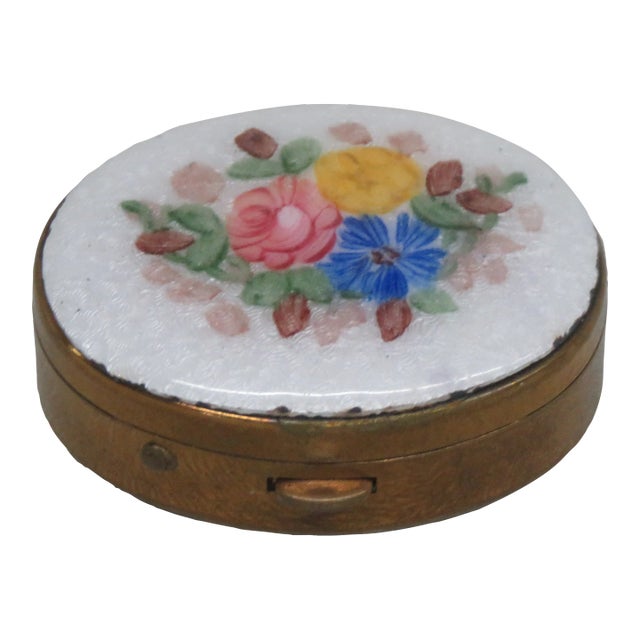 Porcelain White and Gold Floral Small Pill Box For Sale