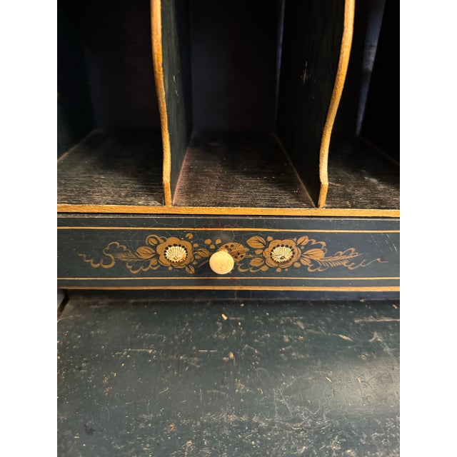 Black Old Black Distressed Chinoiserie Desk For Sale - Image 8 of 11