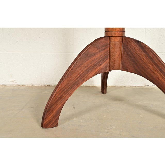 Brown Early American Bench Made Sculpted Solid Walnut Pedestal Tea Table or Side Table For Sale - Image 8 of 10