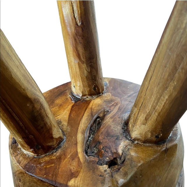 Mid 20th Century French Burlwood Live Edge Stool For Sale - Image 11 of 11