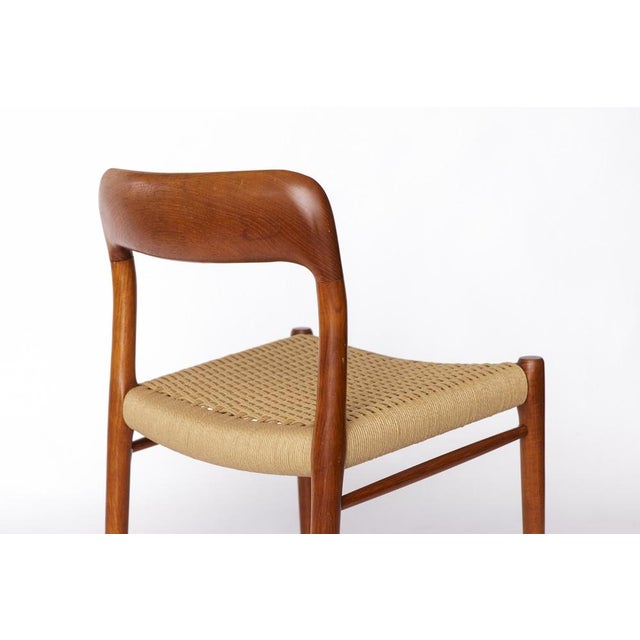 Mid-Century Danish Model 75 Chair with Papercord Seat by Niels Otto (N. O.) Møller for J. L. Møllers, 1950s For Sale - Image 6 of 8
