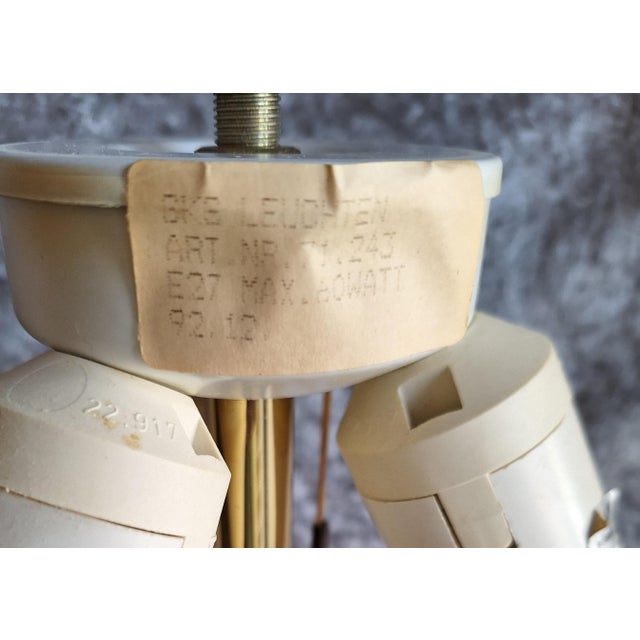 Cream Vintage Table Lamp with Brass Base and Cream-White Fabric Shade, 1980s For Sale - Image 8 of 9
