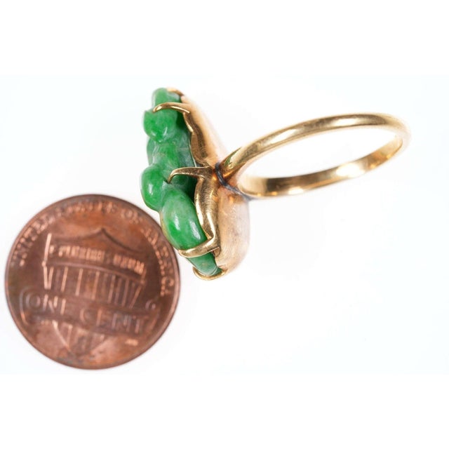 Late 20th Century sz7 Antique Chinese 18k gold Jadeite ring For Sale - Image 5 of 7