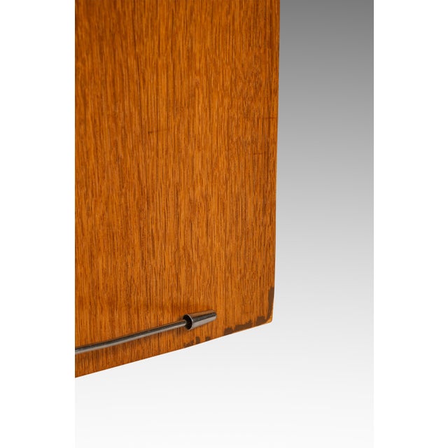 Mid-Century Modern Executive Desk in Oak & Steel W/ Leather Top Attributed to Herbert Hirche for Holzäpfel, Germany, C. 1960s For Sale - Image 17 of 18