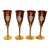 1970s Vietri Regalia Gold Enamel Ruby Champagne Glasses - Set of 4 For Sale