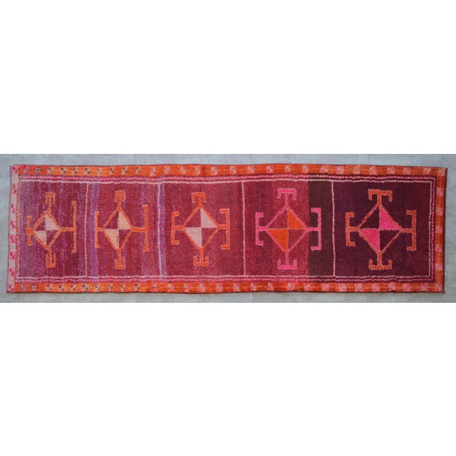 Hand-Knotted Turkish Runner Rug . One of a Kind Hallway Kitchen Decor 2′9″ × 9′9″ For Sale - Image 11 of 11