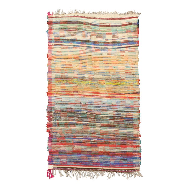 Berber Azilal Multicolored Rug in Wool, Morocco For Sale