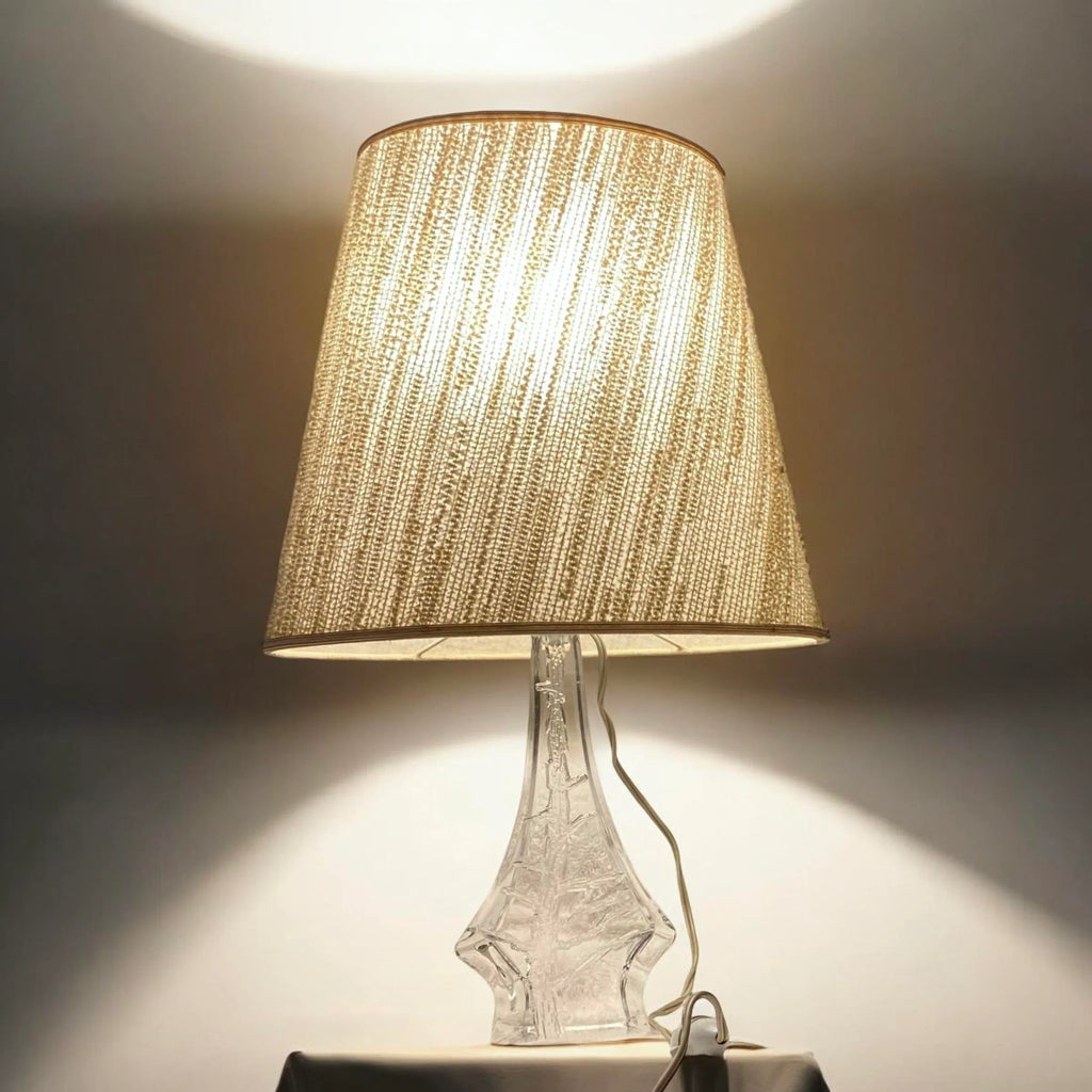 Vintage French Daum Crystal Mid-Century Modern Lamp, Pine Tree 