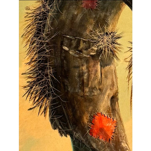American Early 20th Century The Enigmatic Sentinel: A Pastoral Scarecrow Scene in Oil and Sgraffito For Sale - Image 3 of 12
