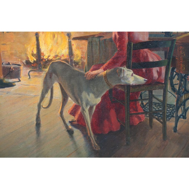Realism Charles Everett Johnson "The Family Hearth Interior Scene Warm and Cozy Feeling" Realist Oil on Canvas1902 For Sale - Image 3 of 7