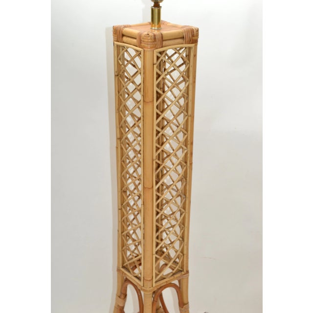 Taupe Eiffel Tower Paris Pencil Reed & Bend Bamboo Mid-Century Modern Floor Lamp 1970 For Sale - Image 8 of 13