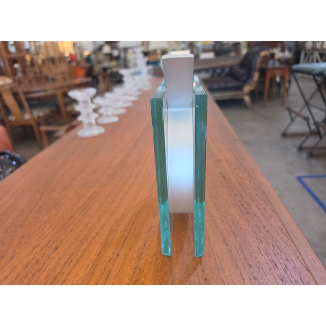 Vintage Peter Hewitt MoMA Square Ribbon Vase Glass Anodized Aluminum For Sale - Image 9 of 16